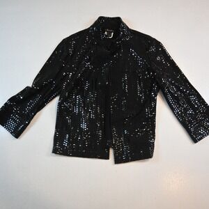 Nueva Womens 12 Black All Over Square Sequin Formal Coverup Jacket‎